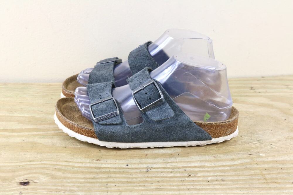 Birkenstock Sandals 38 Womens Gray Gunmetal Suede Arizona 7 Soft Footbed Narrow